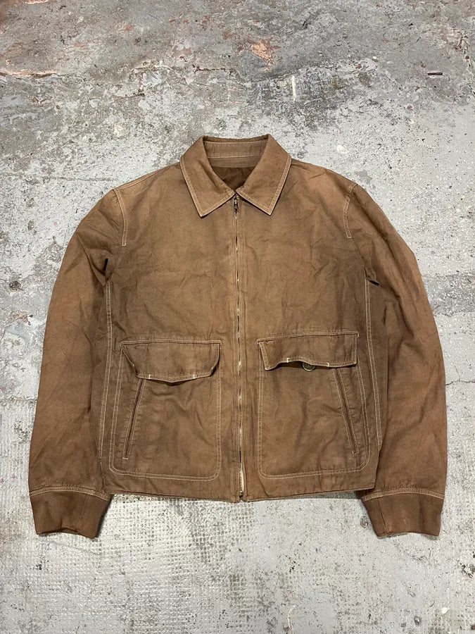 2000s Gucci Minimalist Brown Cotton Jacket qJWeaub 0