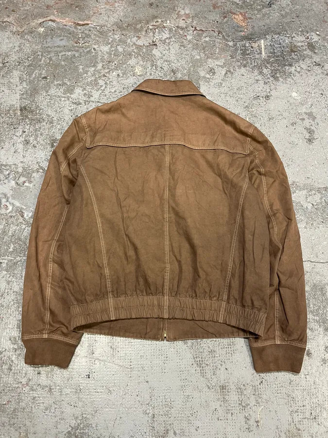 2000s Gucci Minimalist Brown Cotton Jacket qJWeaub 6