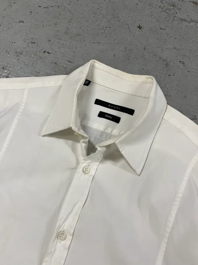 2000s Gucci Minimalist Skinny White Shirt rgcblwR 1