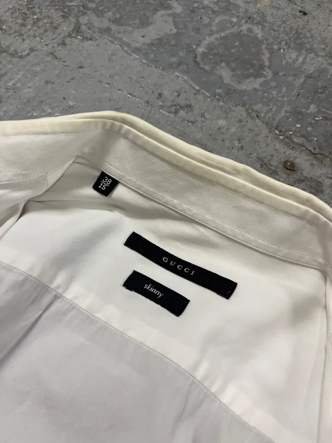 2000s Gucci Minimalist Skinny White Shirt rgcblwR 7