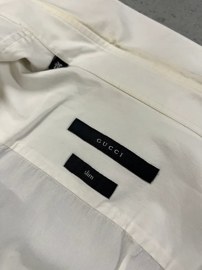 2000s Gucci Minimalist Slim White Shirt WhouoaL 9