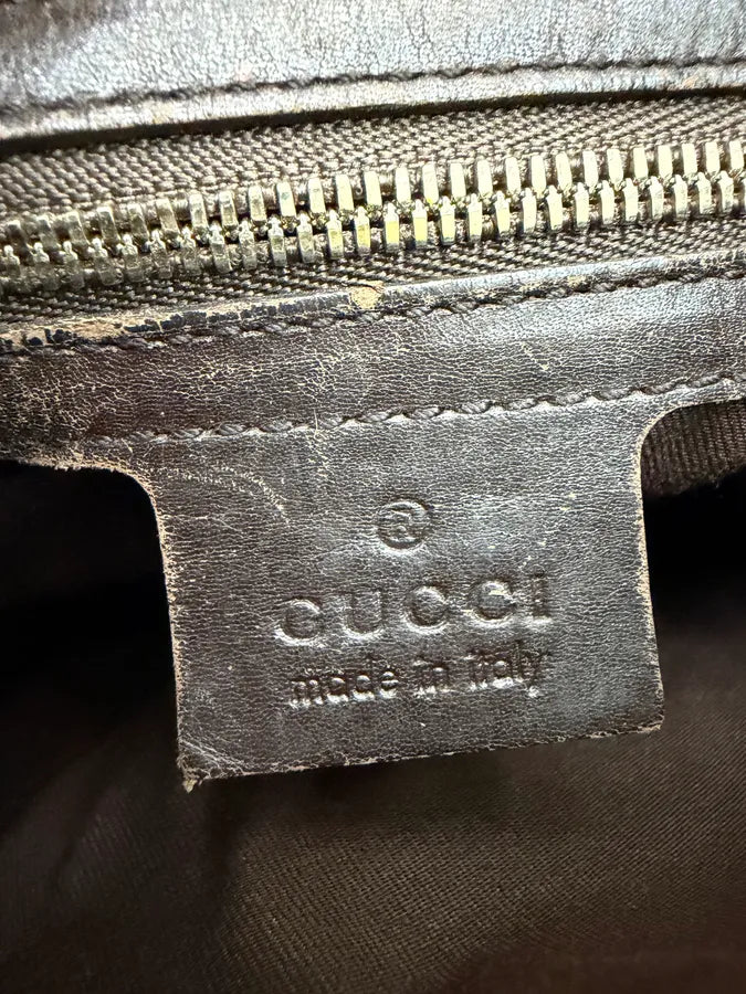 2000s Gucci Monogram Beige Brown Leather Britt Bag ohDZdDV 11