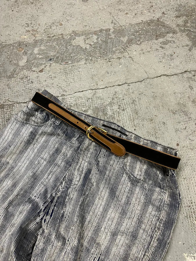 2000s Gucci Monogram Golden Buckle Leather Belt qJPNRrb 0