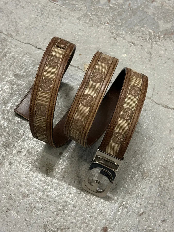 2000s Gucci Monogram Leather Belt YGGquLG 3