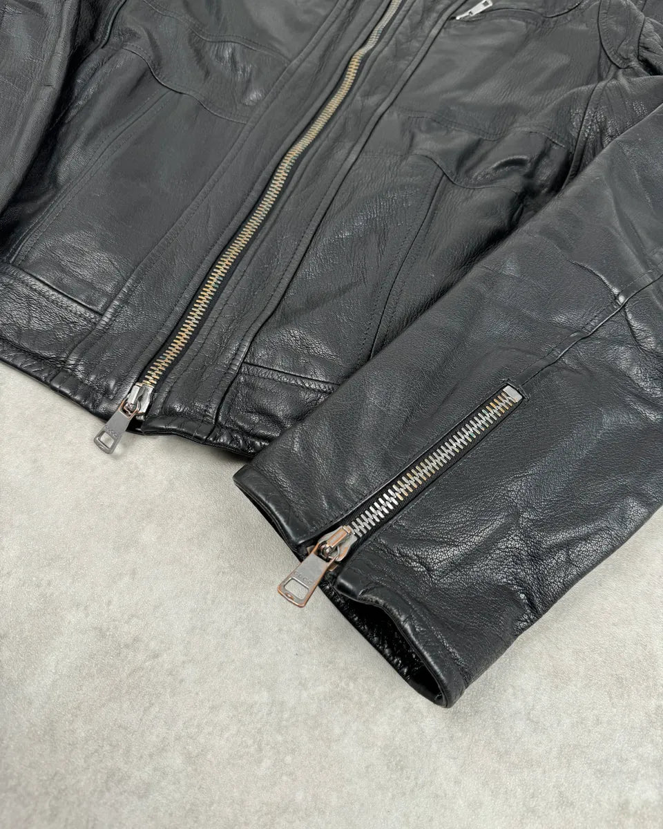 2000s Gucci Multi Zip Black Biker Leather Jacket ZaiqFKA 5