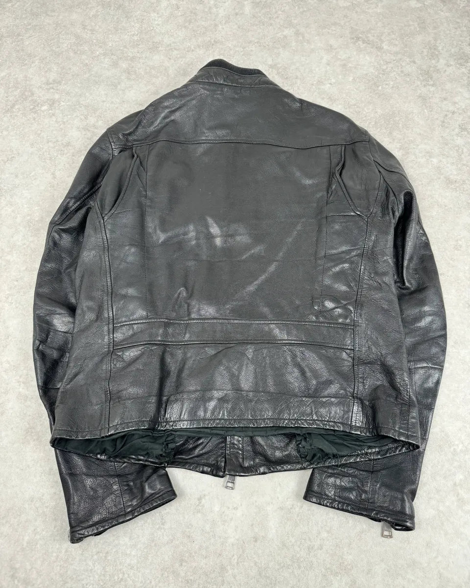 2000s Gucci Multi Zip Black Biker Leather Jacket ZaiqFKA 6