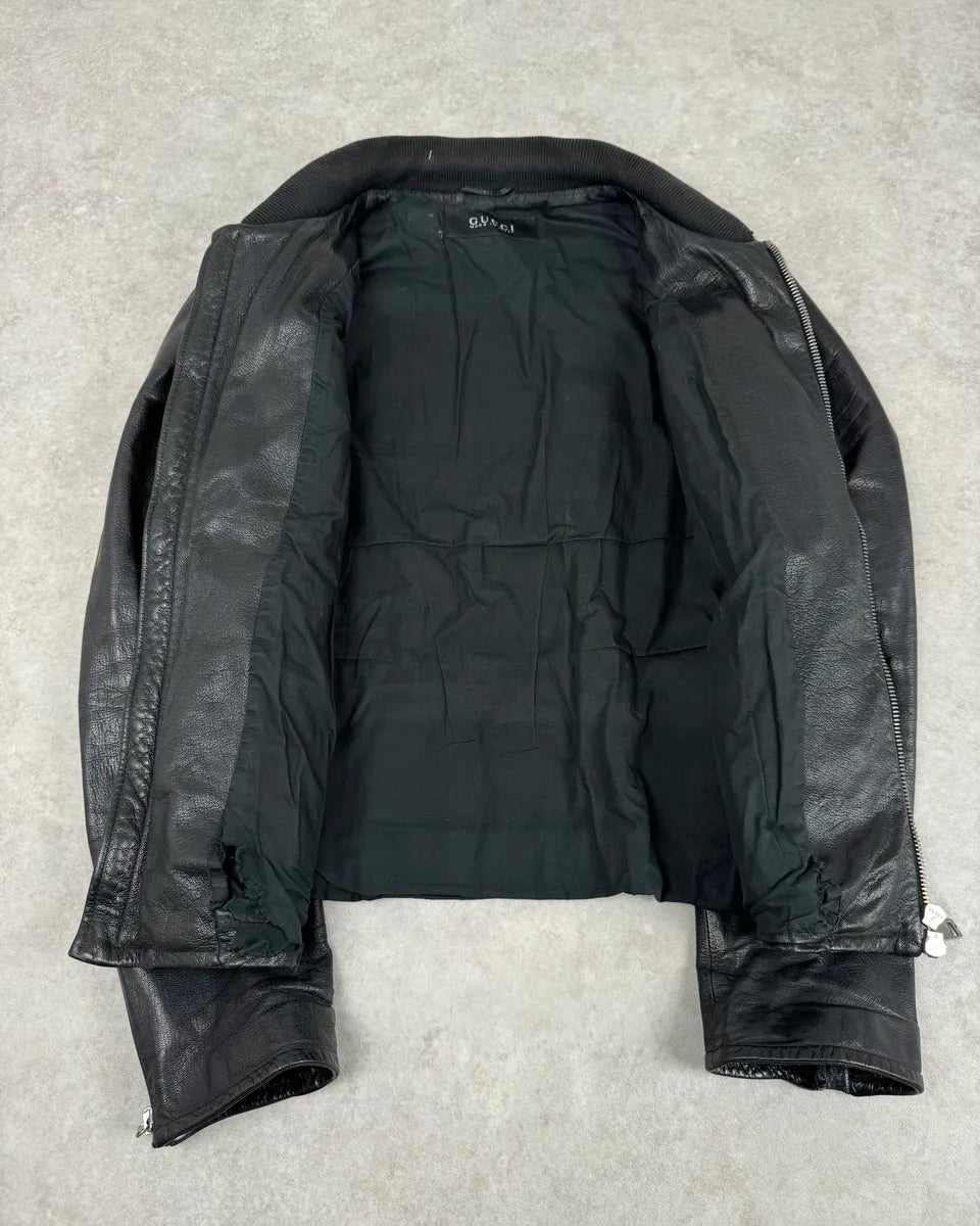 2000s Gucci Multi Zip Black Biker Leather Jacket ZaiqFKA 7