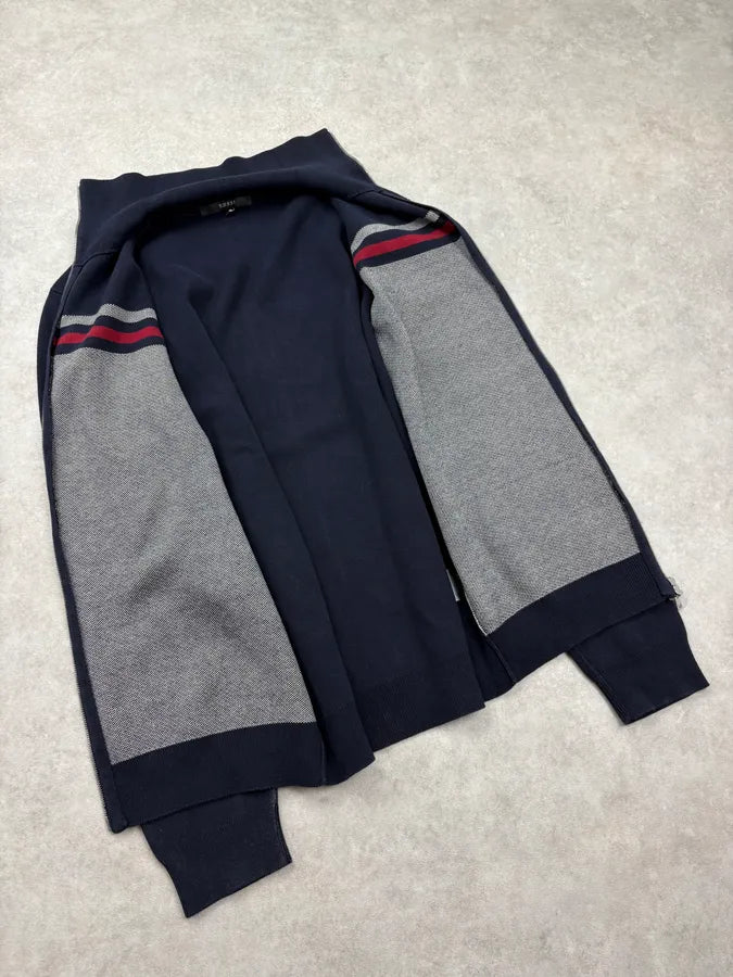 2010s Gucci Navy & Grey Striped Zip-Up Sweater SSjQzWe 6