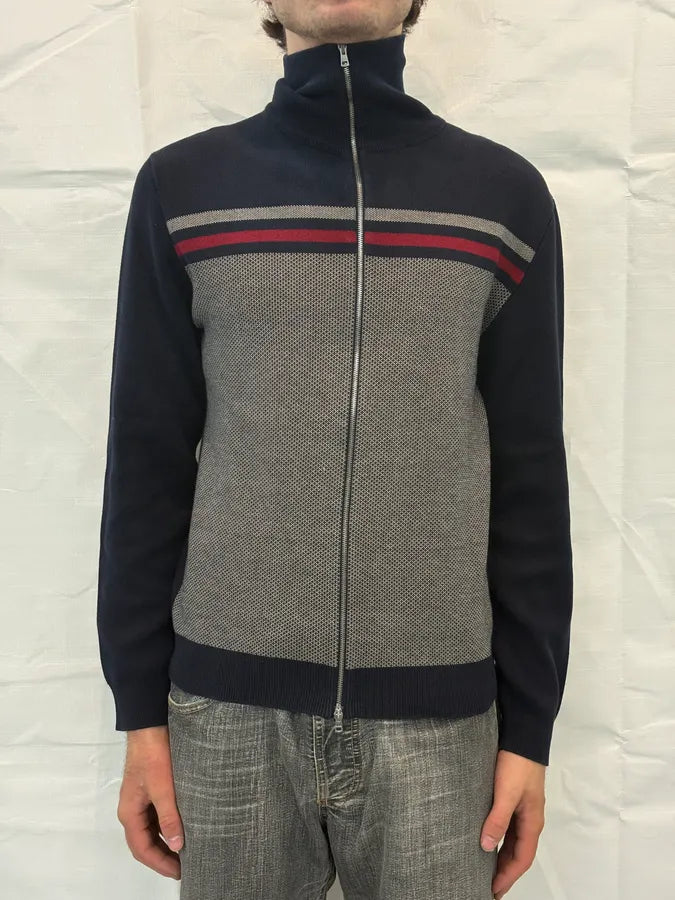 2010s Gucci Navy & Grey Striped Zip-Up Sweater SSjQzWe 1