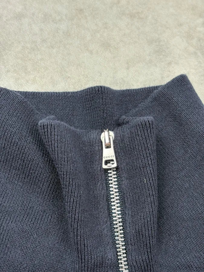 2010s Gucci Navy & Grey Striped Zip-Up Sweater SSjQzWe 8