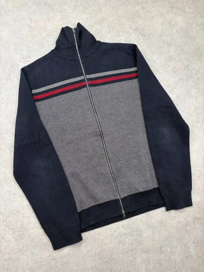2010s Gucci Navy & Grey Striped Zip-Up Sweater SSjQzWe 2