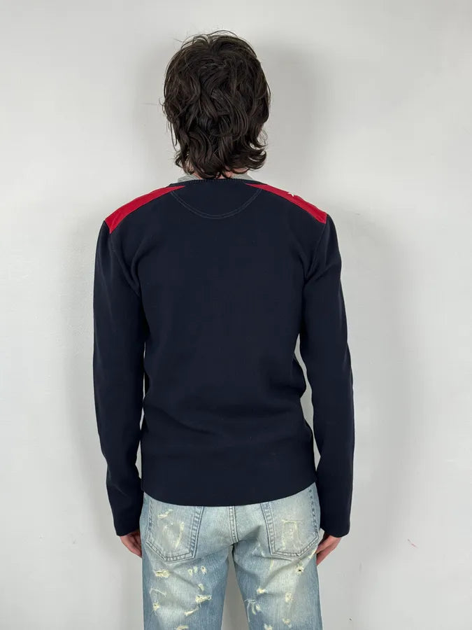 2000s Gucci Navy & Red V-Neck Sweater FRoeSZg 2