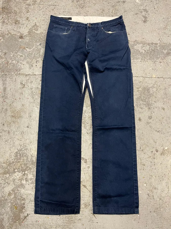 2000s Gucci Navy & White Avant-Garde Slim Pants rKNchcL 2