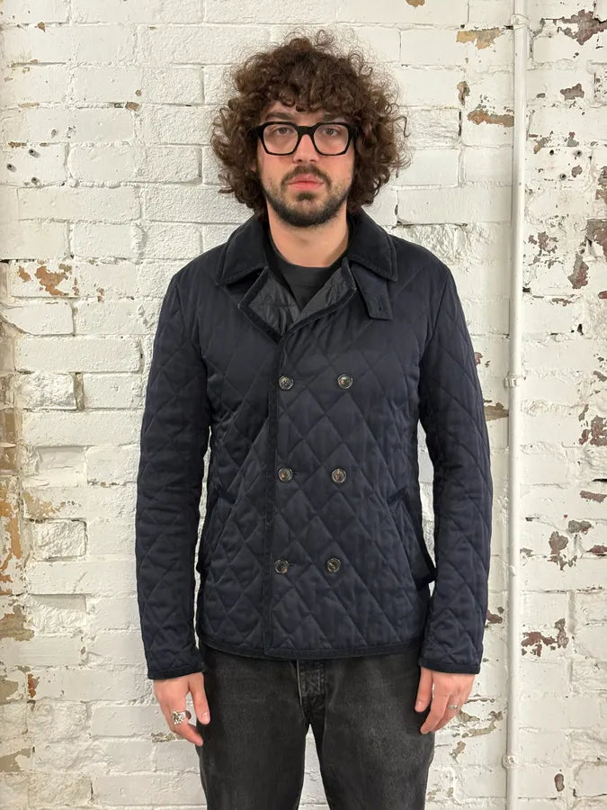 2000s Gucci Navy Asymmetrical Quilted Officer Jacket sDdtBzD 1