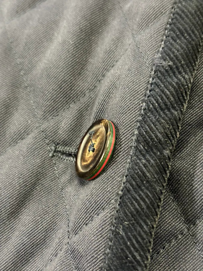 2000s Gucci Navy Asymmetrical Quilted Officer Jacket sDdtBzD 7