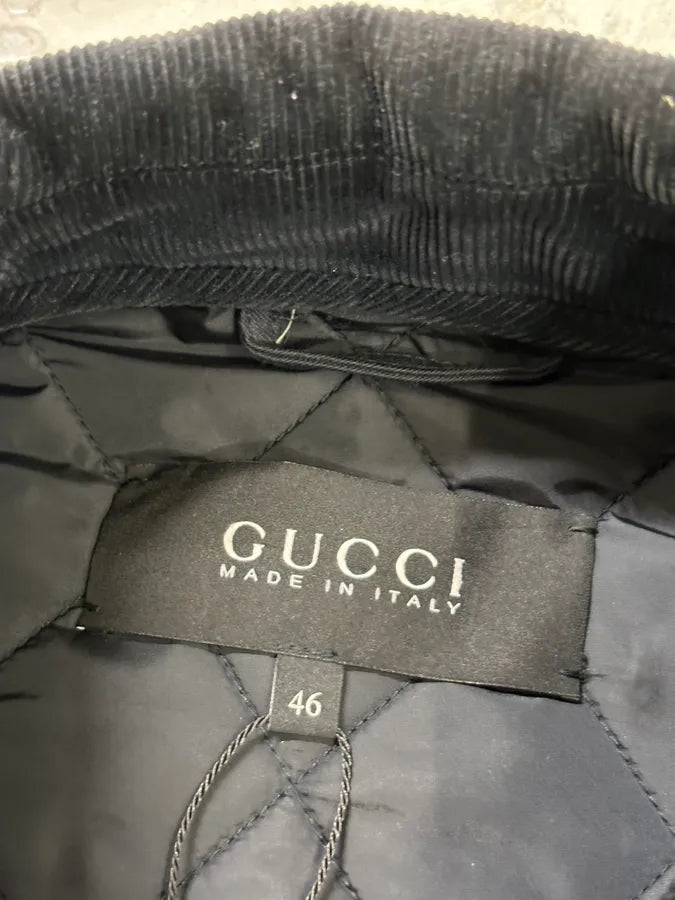 2000s Gucci Navy Asymmetrical Quilted Officer Jacket sDdtBzD 9