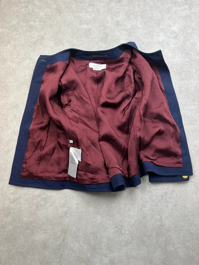 2010s Gucci Navy Buttoned Light Jacket sKzXlCH 6