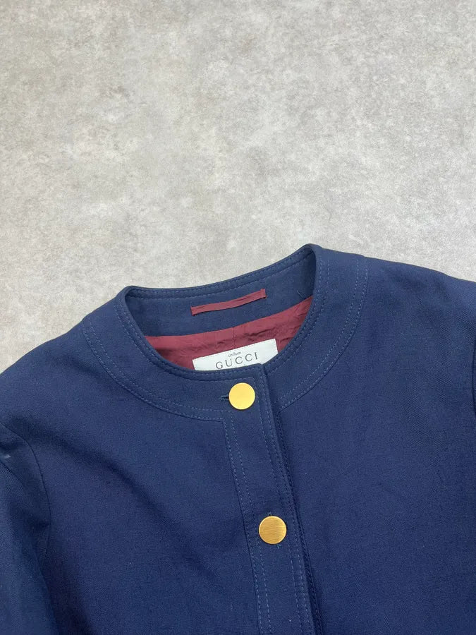 2010s Gucci Navy Buttoned Light Jacket sKzXlCH 3
