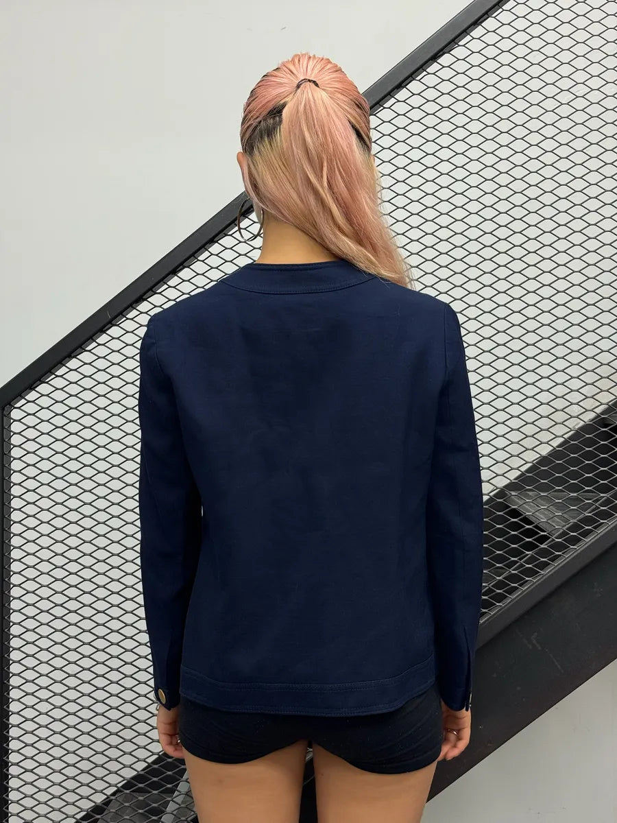 2010s Gucci Navy Buttoned Light Jacket sKzXlCH 2