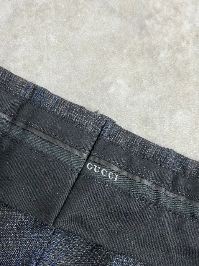 2000s Gucci Navy Checkered Tailored Pants SyLSuut 8