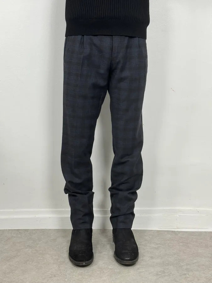 2000s Gucci Navy Checkered Tailored Pants SyLSuut 1
