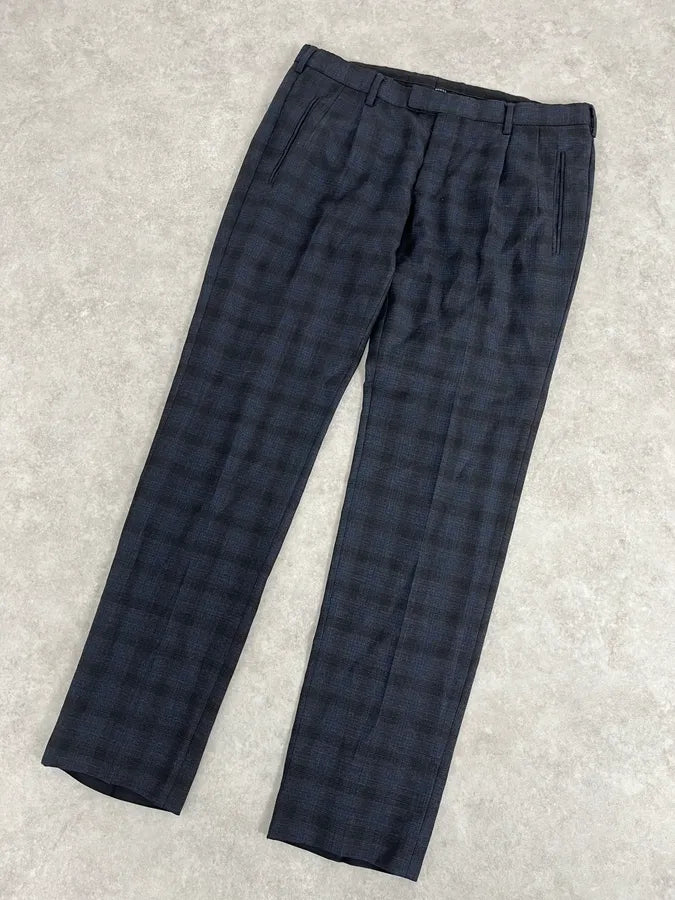 2000s Gucci Navy Checkered Tailored Pants SyLSuut 4