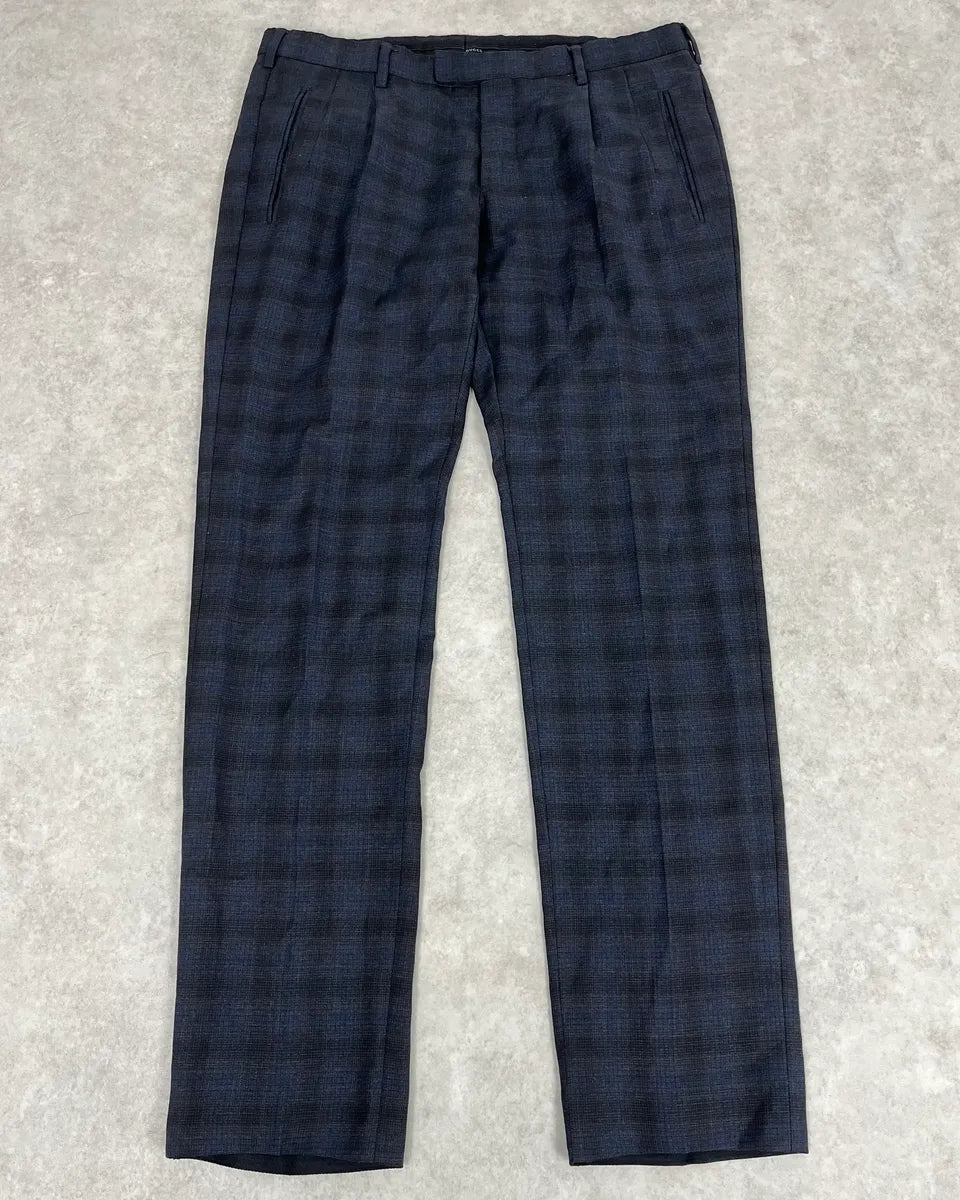 2000s Gucci Navy Checkered Tailored Pants SyLSuut 0