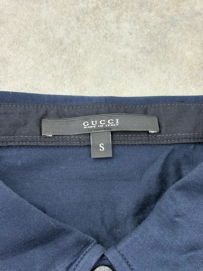 2010s Gucci Navy Classic Logo Polo hgGAXll 8