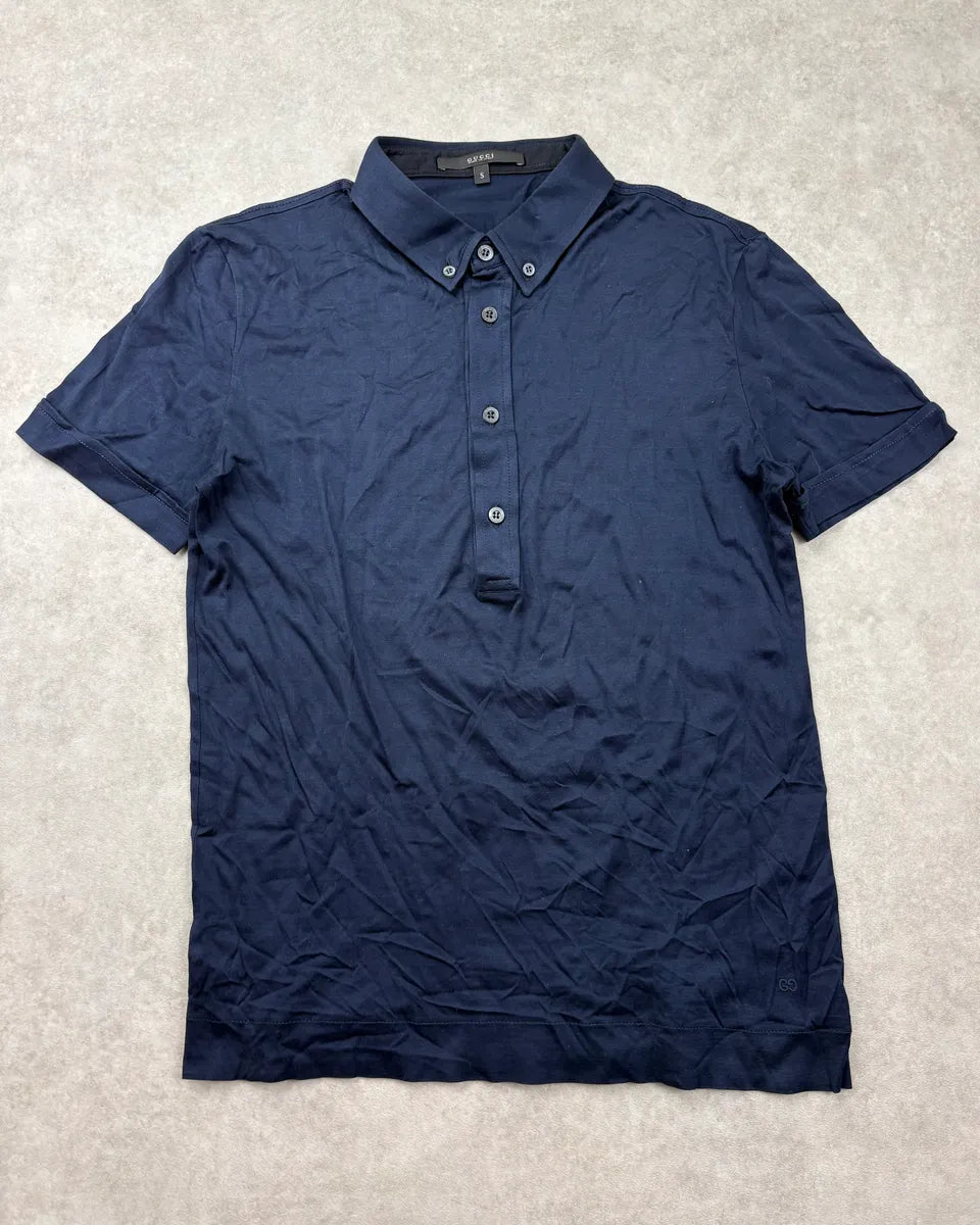 2010s Gucci Navy Classic Logo Polo hgGAXll 0