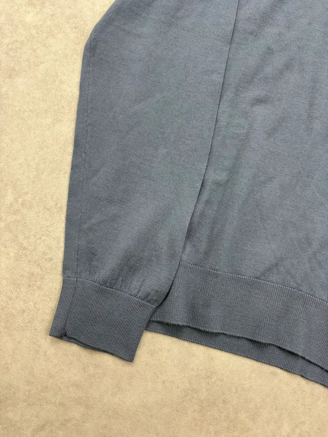 2000s Gucci Navy Contrast Collar Wool V-Neck Sweater aiumeWe 6