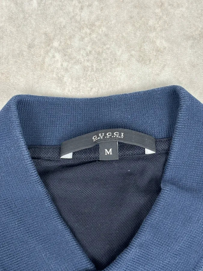 SS2015 Gucci Navy Cotton Polo fyCKDlH 6