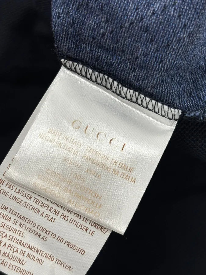SS2015 Gucci Navy Cotton Polo fyCKDlH 7