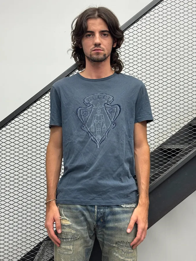 2010s Gucci Navy Knight Relief T-Shirt QbXszdU 1