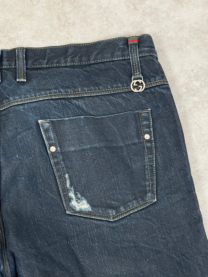 AW2009 Gucci Navy Oiled Denim Jeans by Frida Giannini udHEhYM 7