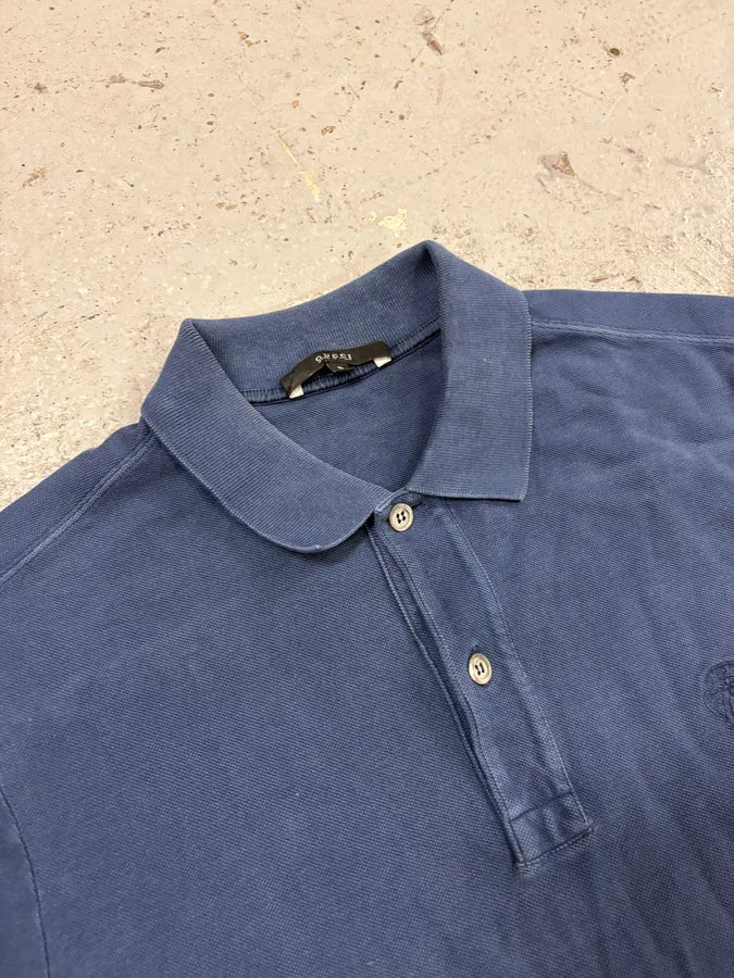 SS2010 Gucci Navy Embroidered Logo Polo cPOohIM 4