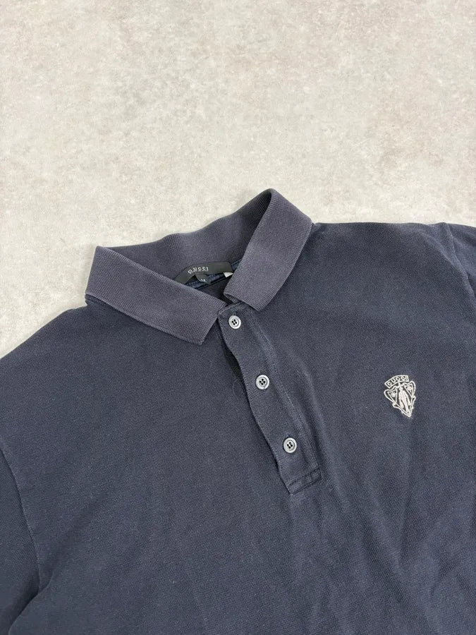 SS2012 Gucci Navy Embroidered Logo Polo mtcxXpl 4
