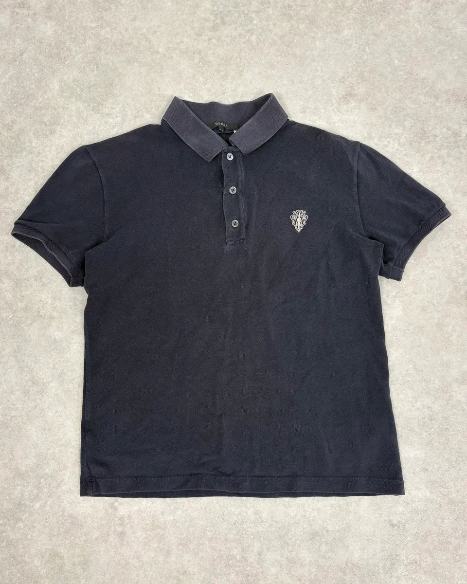 SS2012 Gucci Navy Embroidered Logo Polo mtcxXpl 0