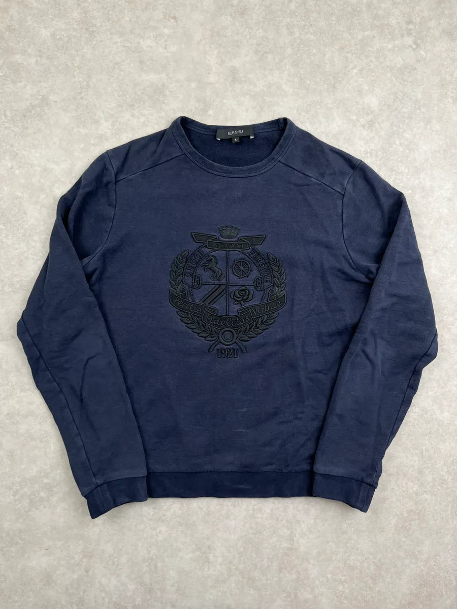 2000s Gucci Navy Embroidered Sweater JyhBhOS 3