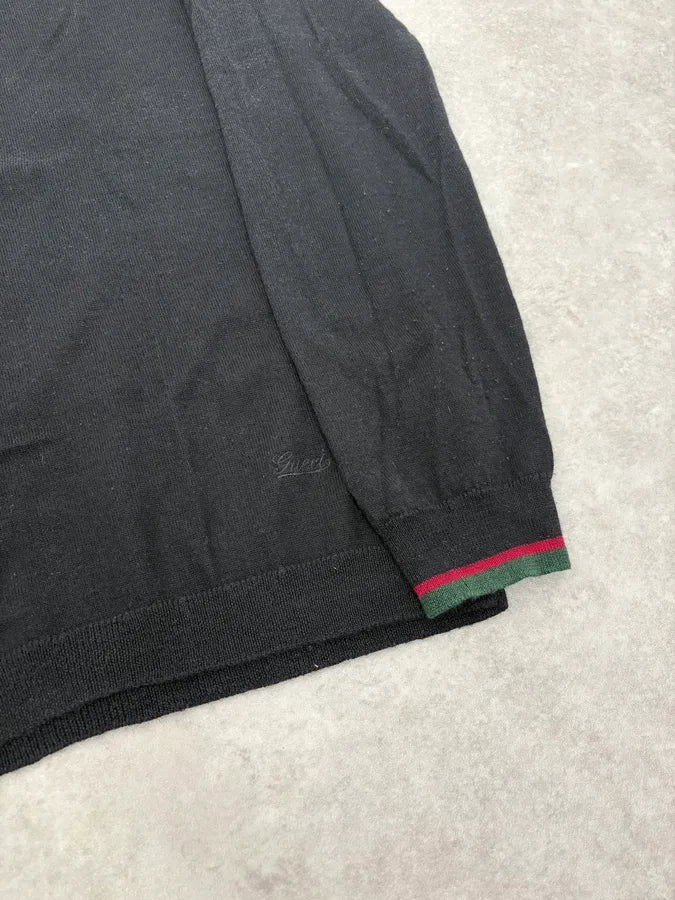 2000s Gucci Black Henley Sweater dEHWYws 4