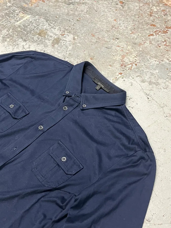 2000s Gucci Navy Minimalist Shirt vvygciA 4