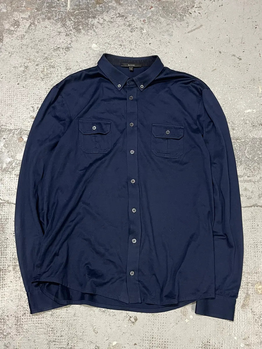 2000s Gucci Navy Minimalist Shirt vvygciA 0