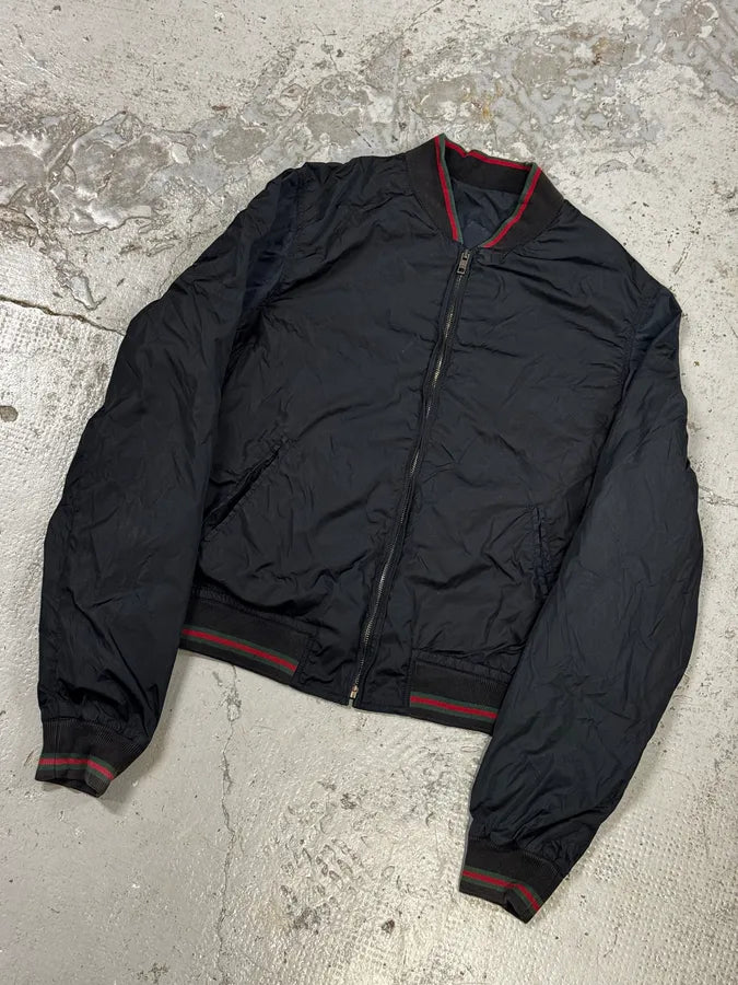 SS2011 Gucci Navy Red Stripes Nylon Bomber Jacket cuhrQnC 4