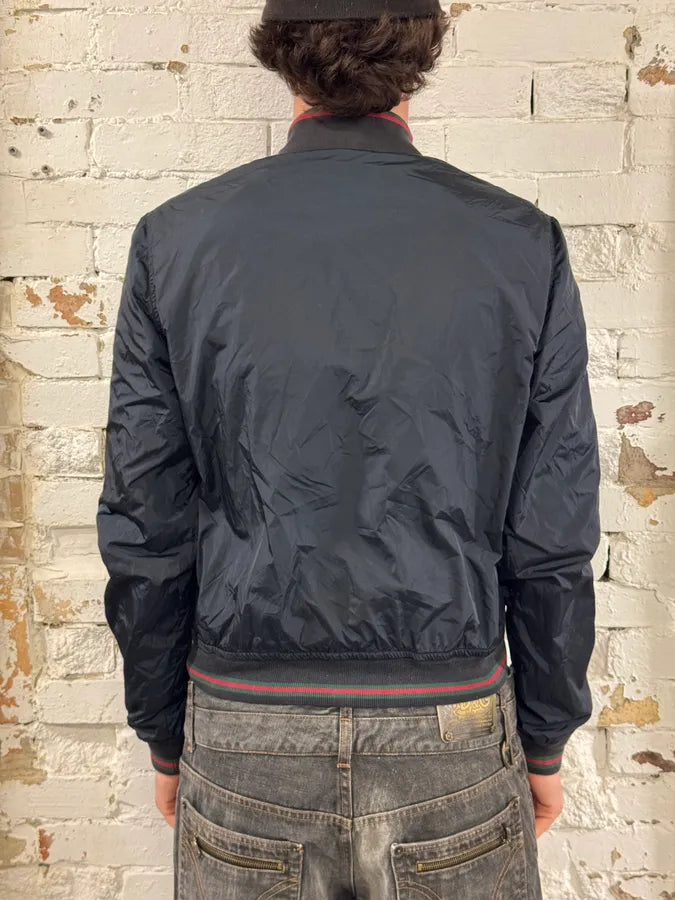 SS2011 Gucci Navy Red Stripes Nylon Bomber Jacket cuhrQnC 2