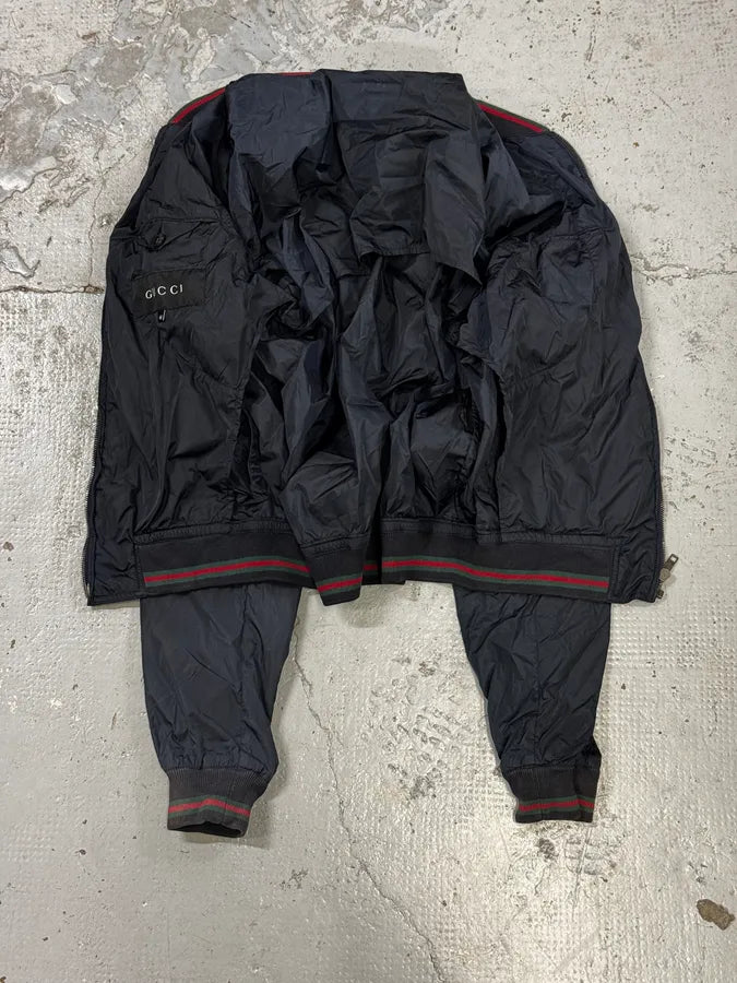 SS2011 Gucci Navy Red Stripes Nylon Bomber Jacket cuhrQnC 6