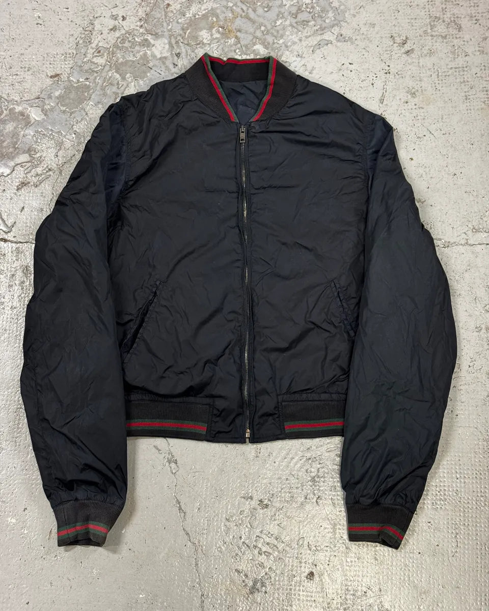 SS2011 Gucci Navy Red Stripes Nylon Bomber Jacket cuhrQnC 0
