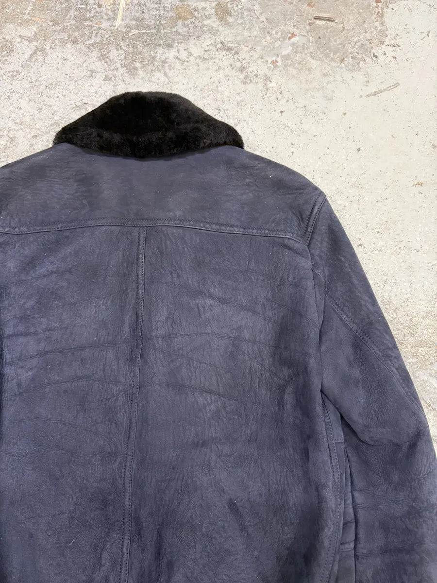 2000s Gucci Navy Shearling Leather Cargo Jacket fsIjivH 10