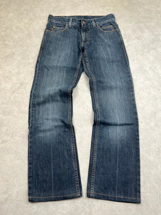2000s Gucci Navy Slim Denim Jeans NgKvCDj 0