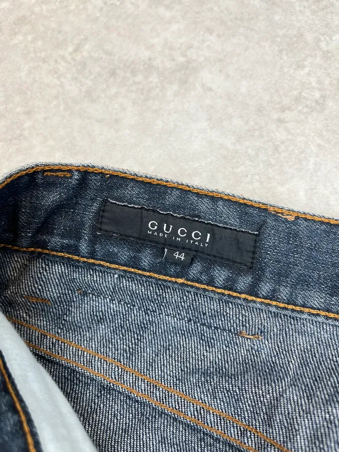 2000s Gucci Navy Slim Denim Jeans NgKvCDj 11