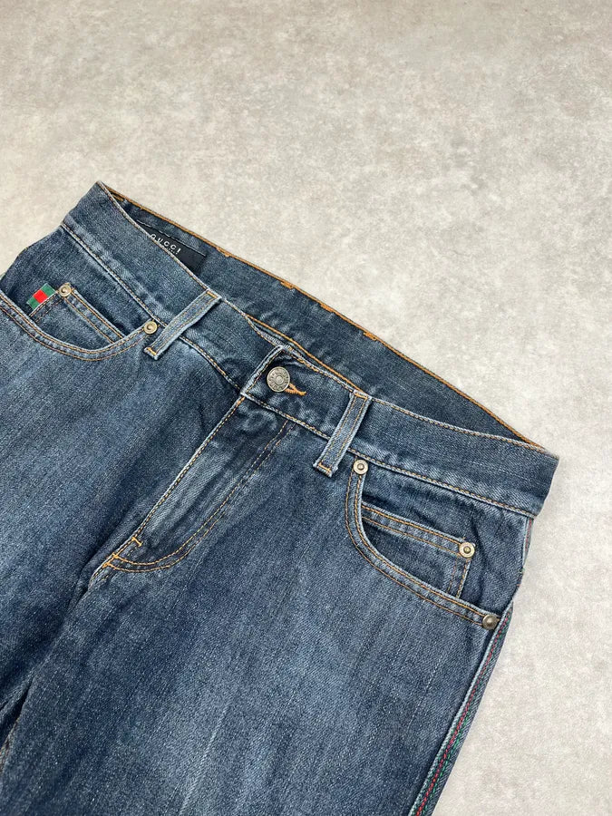 2000s Gucci Navy Slim Denim Jeans NgKvCDj 4