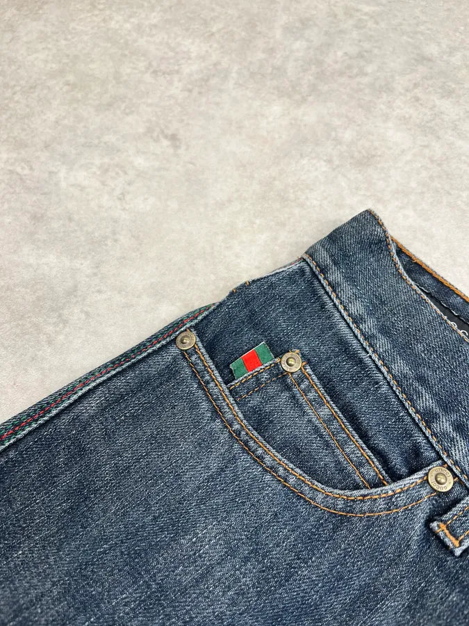 2000s Gucci Navy Slim Denim Jeans NgKvCDj 5